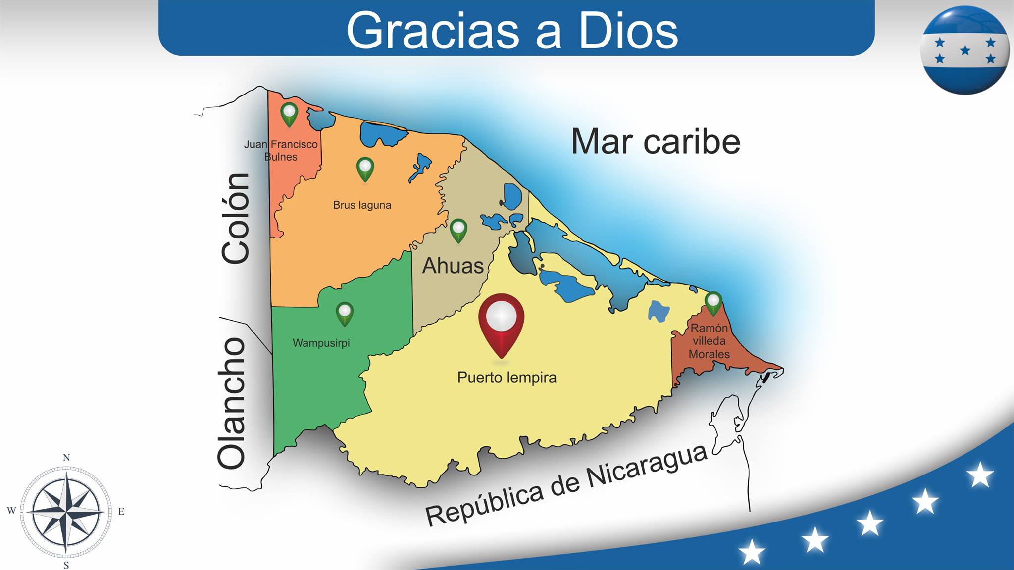 mapa honduras gracias a dios