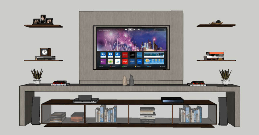 Modelo 3D gratis estante TV mueble TV Sketchup AutoCAD