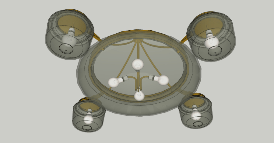 Modelo 3D gratis de lampara de techo estilo clásico Sketchup AutoCAD