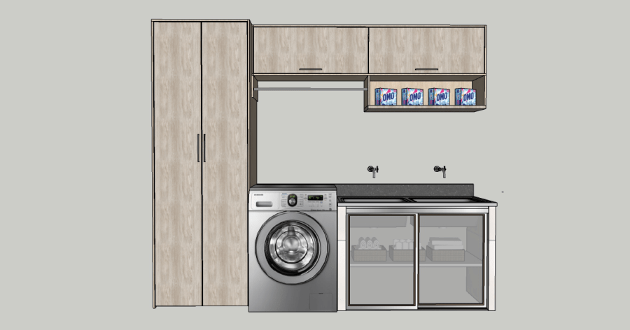 Modelo 3D gratis mueble de lavandería Sketchup AutoCAD