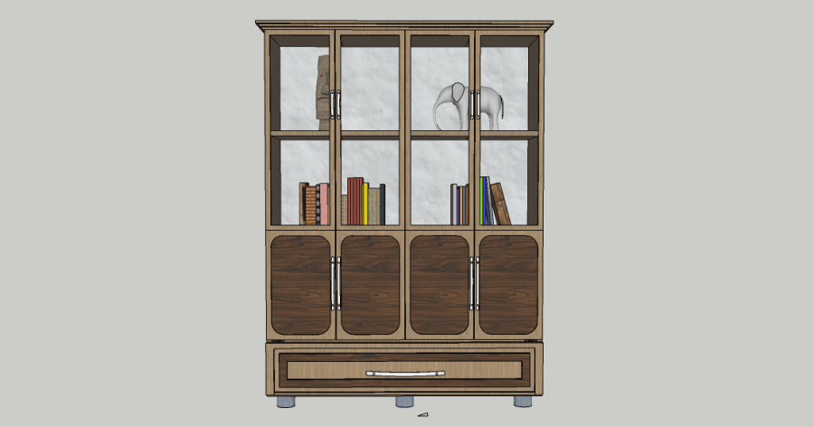 Modelo 3D gratis de un Mueble Organizador de madera para libros Sketchup AutoCAD