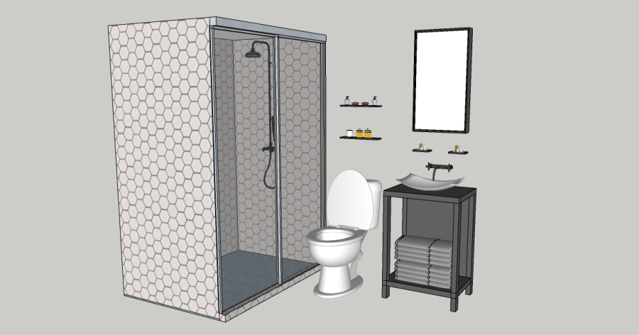 Modelo 3D gratis de baño completo Sketchup AutoCAD