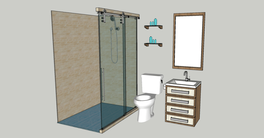 Modelo 3D gratis de baño completo Sketchup AutoCAD