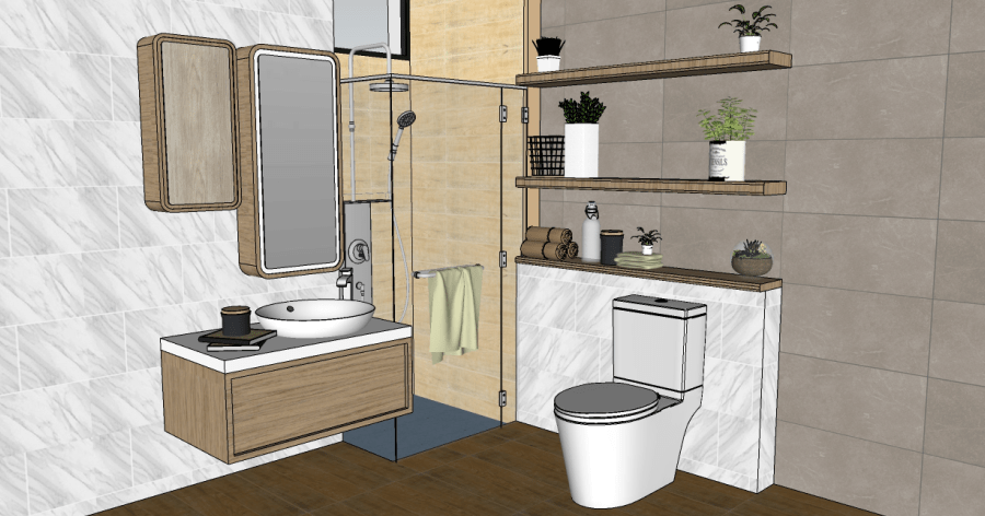 Modelo 3D gratis de Baño moderno Sketchup AutoCAD