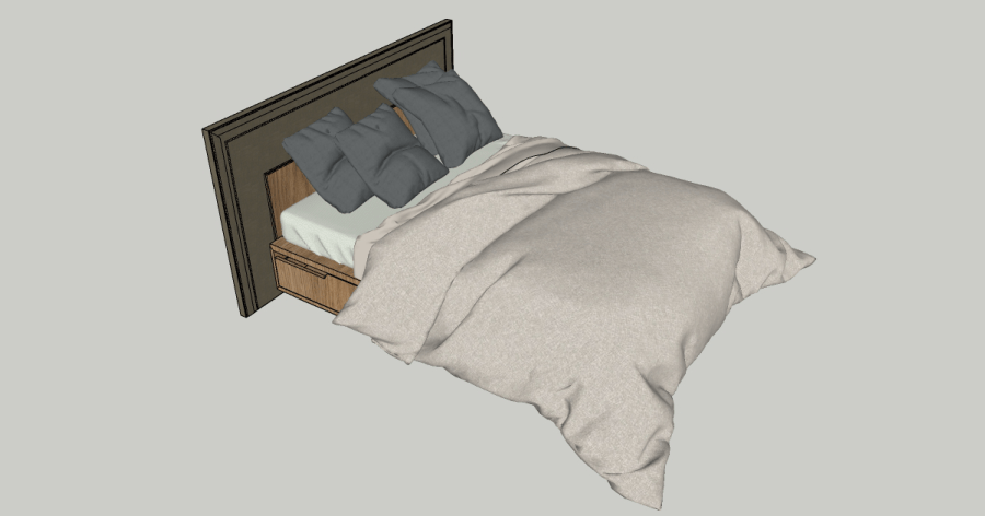 Modelo 3D de una cama matrimonial para sketchup, autocad y collada