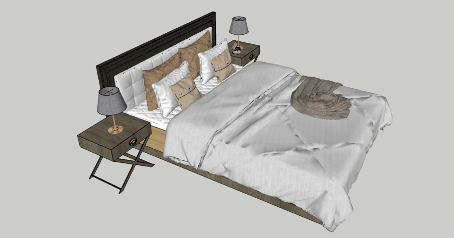 Modelo 3D gratis de una cama matrimonial de estilo clásico sketchup autocad