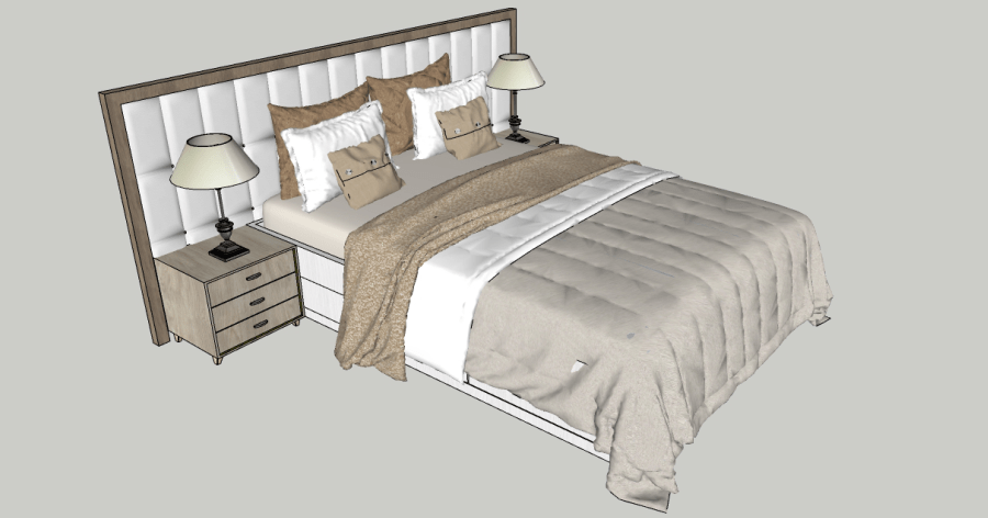 Modelo 3D gratis cama matrimonial sketchup autocad