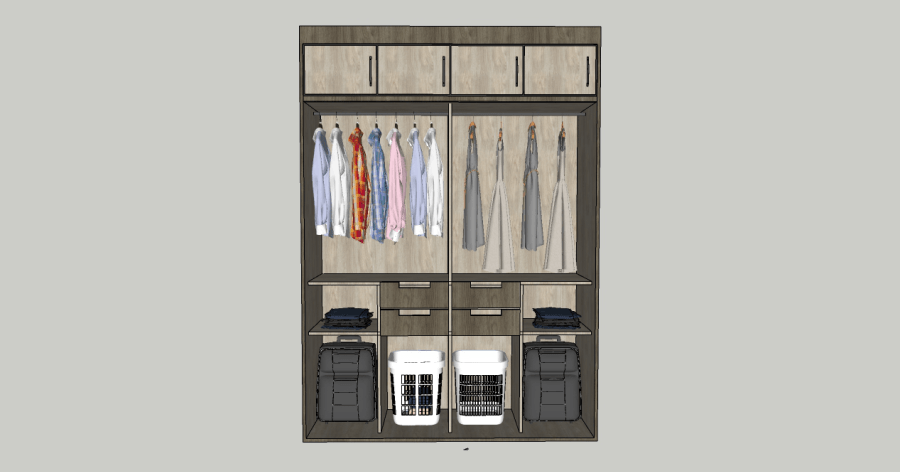 Modelo 3D gratis de closet o guardarropa Sketchup AutoCAD