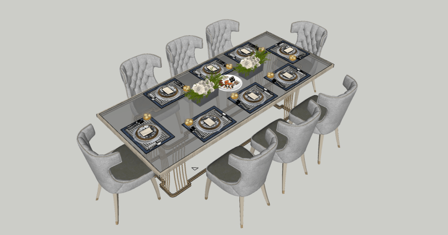 Modelo 3D gratis mesa de comedor grande sketchup autocad