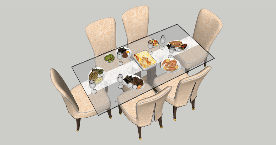 Modelo 3D gratis mesa de comedor pequeña sketchup autocad