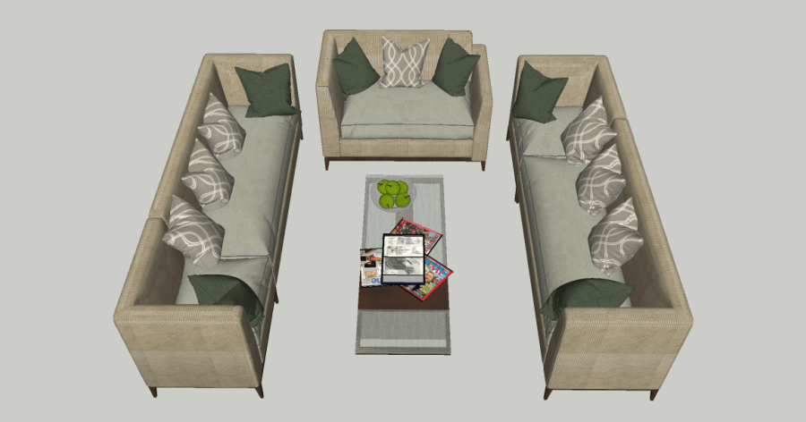 Modelo 3D gratis de muebles de sala Sketchup AutoCAD