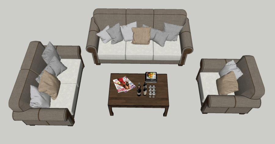 Modelo 3D gratis de muebles de sala sillon sofa sketchup autocad