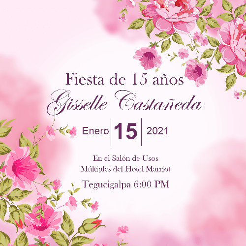 Vector gratis de 15 años una tarjeta de invitación rosa con muchas flores