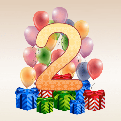 Vector gratis del numero 2 para cumpleaños