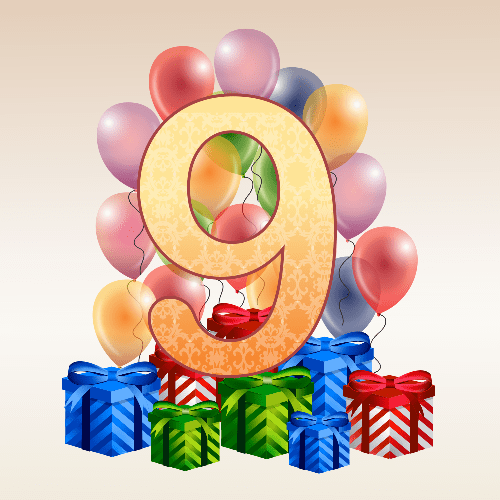 Vector gratis del numero 9 para cumpleaños