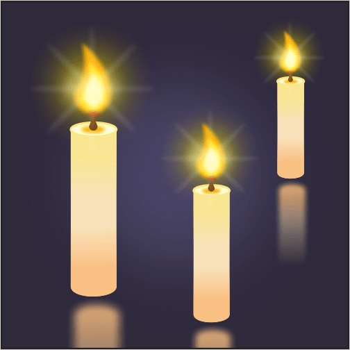 Vector gratis de tres candelas o velas de color amarillo pastel