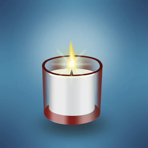 Vector gratis de una candela o vela en un vaso de vidrio