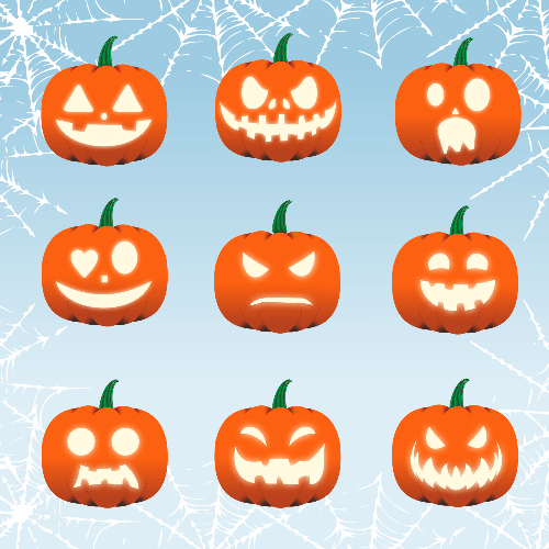 Vector gratis de 9 calabazas para halloween