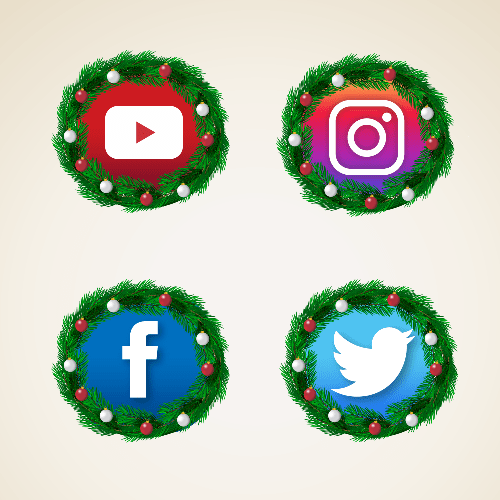 Vector de iconos de redes sociales con aspecto de navidad 11