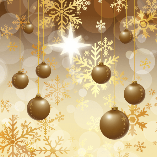Vector gratis de navidad de un fondo dorado con esferas navideñas