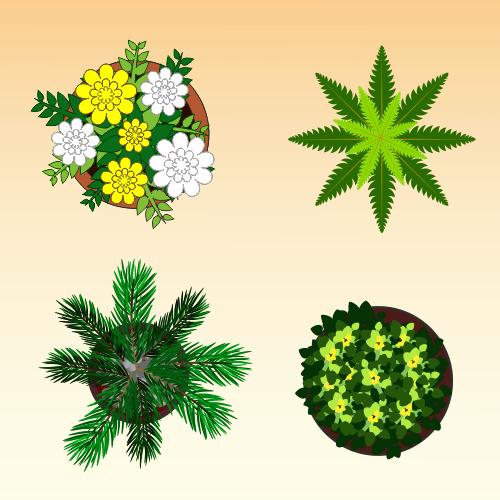 Vector gratis de 4 plantas vistas desde arriba para planos de arquitectura 2