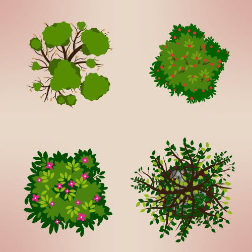 Vector gratis de 4 plantas vistas desde arriba para planos de arquitectura 6