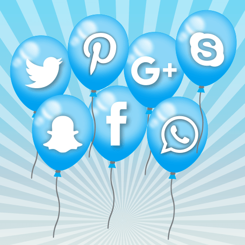 Vector gratis de globos celestes con letras de redes sociales