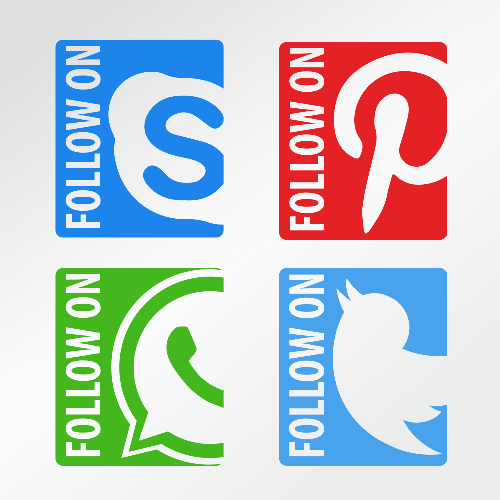 Vector gratis de 4 etiquetas con las palabras follow on para redes sociales