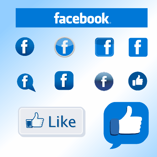 Vector Gratis de varios iconos distintos para la red social Facebook