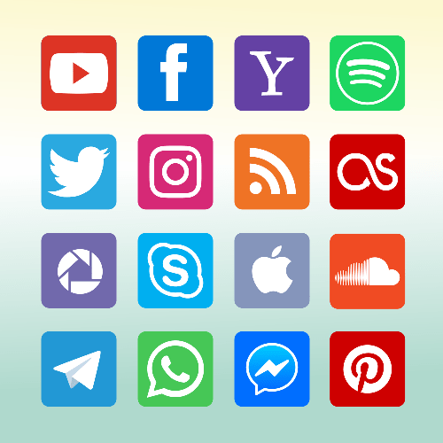Vector gratis de 16 iconos cuadrados de redes sociales