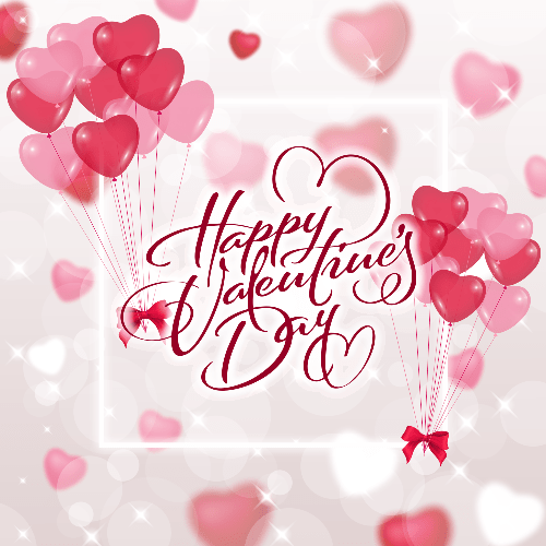 Vector gratis de una tarjeta con globos en forma de corazon para san valentin